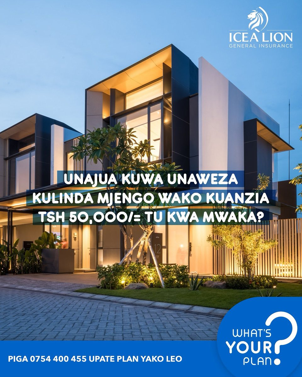 icealiontz's tweet photo. Kwa gharama nafuu ya kuanzia Tsh 50,000/= tu kwa mwaka, unaweza kulinda mjengo wako dhidi ya majanga yasiyotarajiwa kama vile, wizi, moto na mengineyo. 

Kwa maelezo zaidi wasiliana nasi kupitia 0754 400 455. https://t.co/6o4LHYkxvp