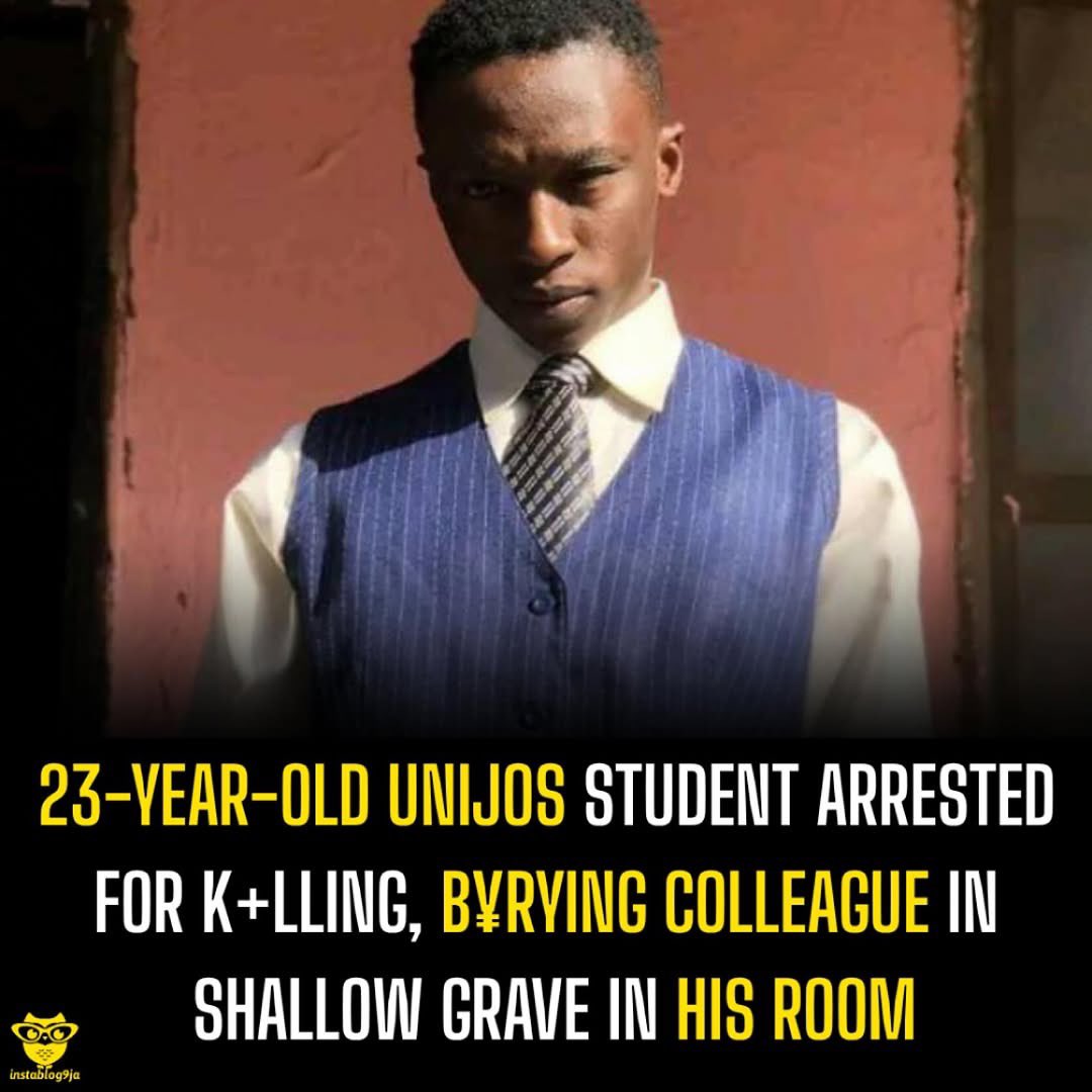 instablog9ja's tweet image. 23-YEAR-OLD UNIJOS STUDENT ARRESTED FOR  K+LLING, B¥RYING COLLEAGUE IN SHALLOW GRAVE IN HIS ROOM.
A 23-year-old student of the University of Jos, identified as David Nanpon Timmap, has been arrested for allegedly k+lling and b¥rying his colleague, Peter Mata Mafurai, 22, in a…