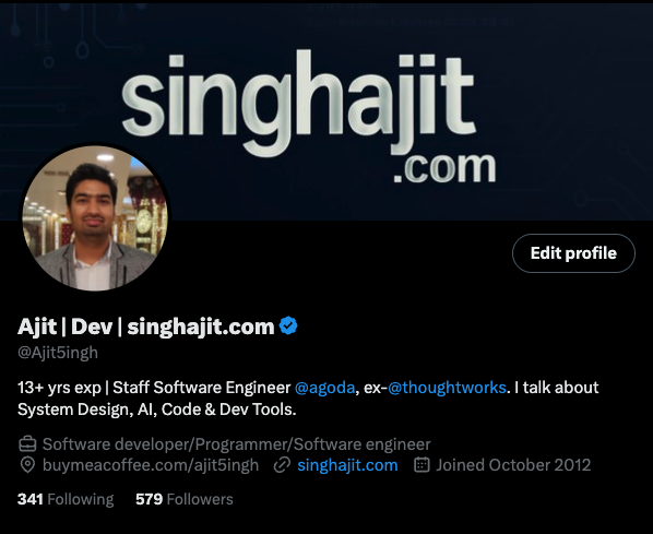 Ajit5ingh's tweet image. Close to 600 🚀

Connecting with everyone in tech, just drop a reply below.