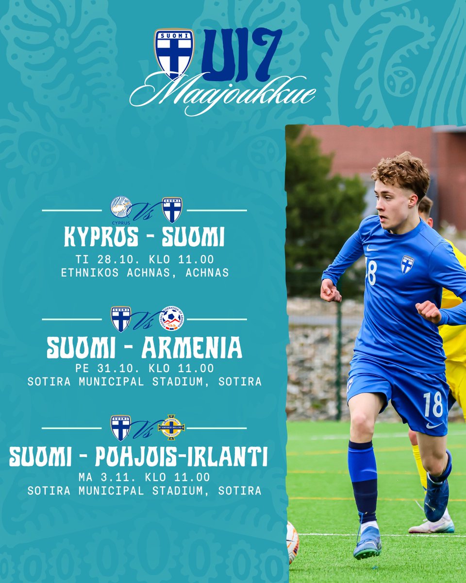 Huomenna mennään! 🦉

U17-poikien kaksi viimeistä EM-karsintaottelua näkyy suorana Palloliiton YouTube-kanavalla. Tiistain avauspelin tallenne ladataan YouTubeen mahdollisimman pian. 📺

Lohkon kaksi parasta maata etenee EM-jatkokarsintoihin. Tsemppiä, #Minihuuhkajat! 🔥