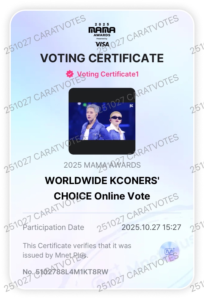 carat_votes's tweet image. WORLDWIDE KCONERS' CHOICE
โ๏ธ Voting until 2025.11.10 (23:59 KST)
โ๏ธ 1 vote/day/device
โ๏ธ On-site vote 70% + online vote 15% + video views 15%
โ๏ธ Reset every 00:00 KST
Vote ๐๐ป mnetplus.onelink.me/TRa8/qgppxw4k?โฆ
#์ธ๋ธํด #ใปใใ #SEVENTEEN 
#ํธ์ #HOSHI 
#์ฐ์ง #WOOZI