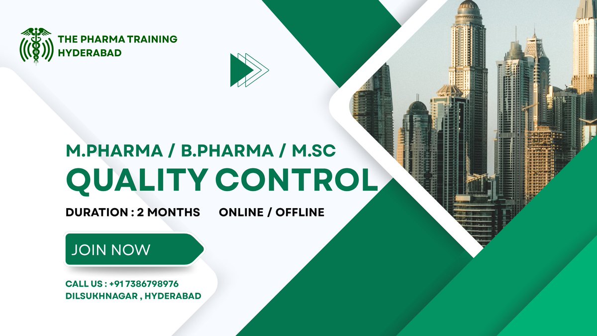 THEPHARMA378021's tweet image. THE PHARMA TRAINING HYDERABAD 
DILSUKHNAGAR , HYDERABAD 

✅ Join Now! Master Quality Control &amp;amp; Build Your Pharma Career!

🔬 Learn QC Skills That Every Pharma Company Needs!

#PharmaQualityControl
#PharmaTrainingHyderabad
#QCJobs
#PharmaCareer
#QualityAssurance
#PharmaQC
#Join