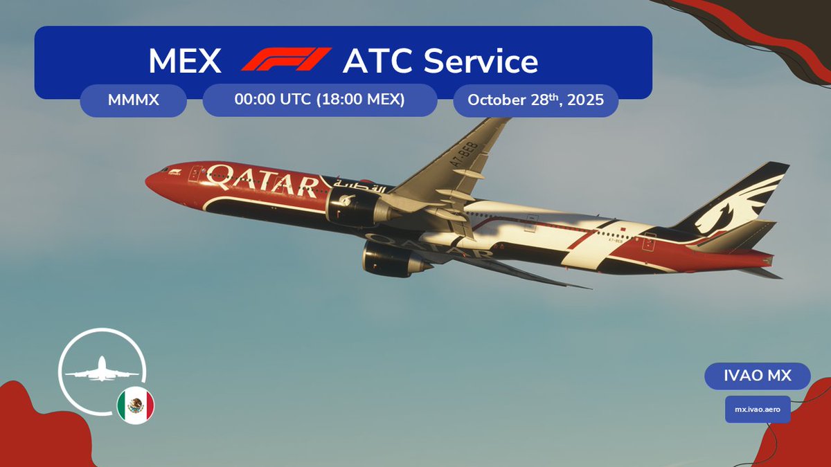 ¡HOY!

En beneficio de los usuarios participando en el World Tour F1 2025, se dará cobertura ATC a los tráficos llegando saliendo de Ciudad de México con destino a Brasil.

*Las aeronaves participando en el World Tour deben usar una aeronave categoría Heavy y el RMK/WorldTour*