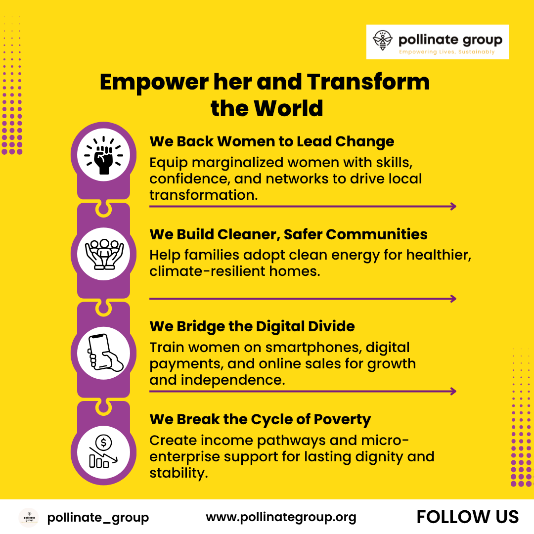 𝐖𝐡𝐞𝐧 𝐦𝐚𝐫𝐠𝐢𝐧𝐚𝐥𝐢𝐳𝐞𝐝 𝐰𝐨𝐦𝐞𝐧 𝐥𝐞𝐚𝐝, 𝐜𝐨𝐦𝐦𝐮𝐧𝐢𝐭𝐢𝐞𝐬 𝐫𝐢𝐬𝐞.

At 𝐏𝐨𝐥𝐥𝐢𝐧𝐚𝐭𝐞 𝐆𝐫𝐨𝐮𝐩, we believe in empowering women by equipping them with the digital skills, tools , and confidence to lead.

Let’s empower women together.

#WomenEmpowerment