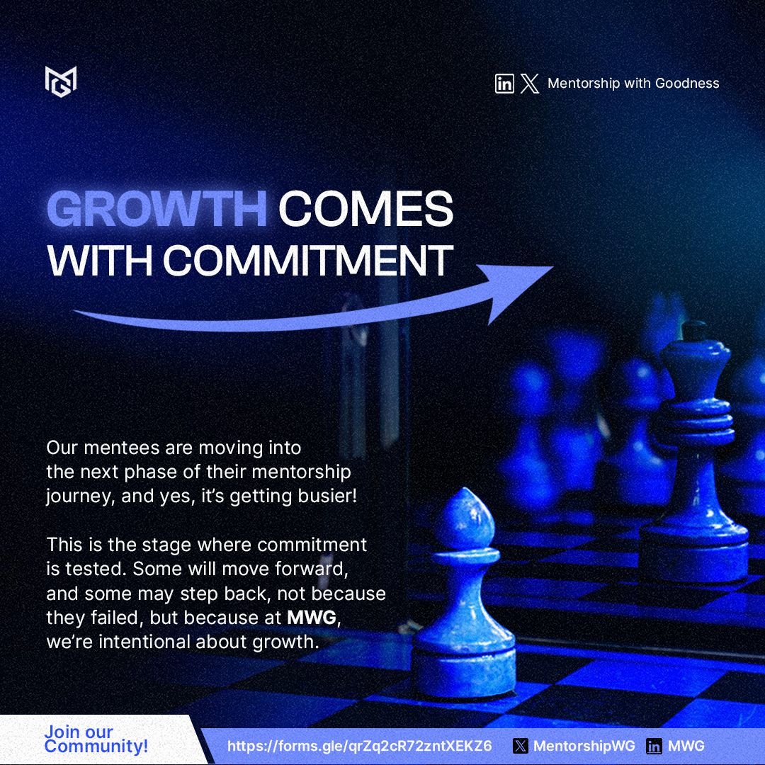 MentorshipWG's tweet image. Growth comes with commitment 

Our mentees are entering the next phase of their mentorship journey where focus and consistency are tested. At MWG, growth is intentional, not accidental. 
Join the next phase : forms.gle/qrZq2cR72zntXE…
#MWGCommunity #Mentorship #DesignersCommunity
