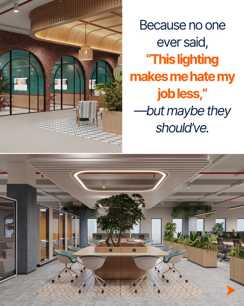 Centrix_Spaces's tweet image. It’s not about bean bags, playlists, or pep quotes on the wall.
It’s about how light hits your desk.
How space flows between focus and conversation.
How design sets the tone before work even begins.

#centrix #workspacedesign #designbuild #officedesign #workculture #mondaymood