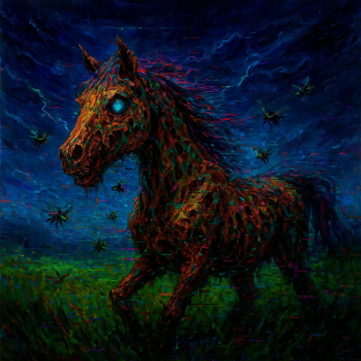 AlienMagicEyes's tweet image. 🌞 Good morning my awesome friends, have a fantastic new week 🤗 

🐴The Last Gallop🐎
🎊Brand-new @objktcom
🖤The storm hit hard, the sky was flies, and lightning danced on the dead that rise.
🤎6E - 1.66 $XTZ
🎉Buy 1 ➡️ 1 🎁surprise
🔽Link

#glitchtober2025 #CreepyCanvas #tezos