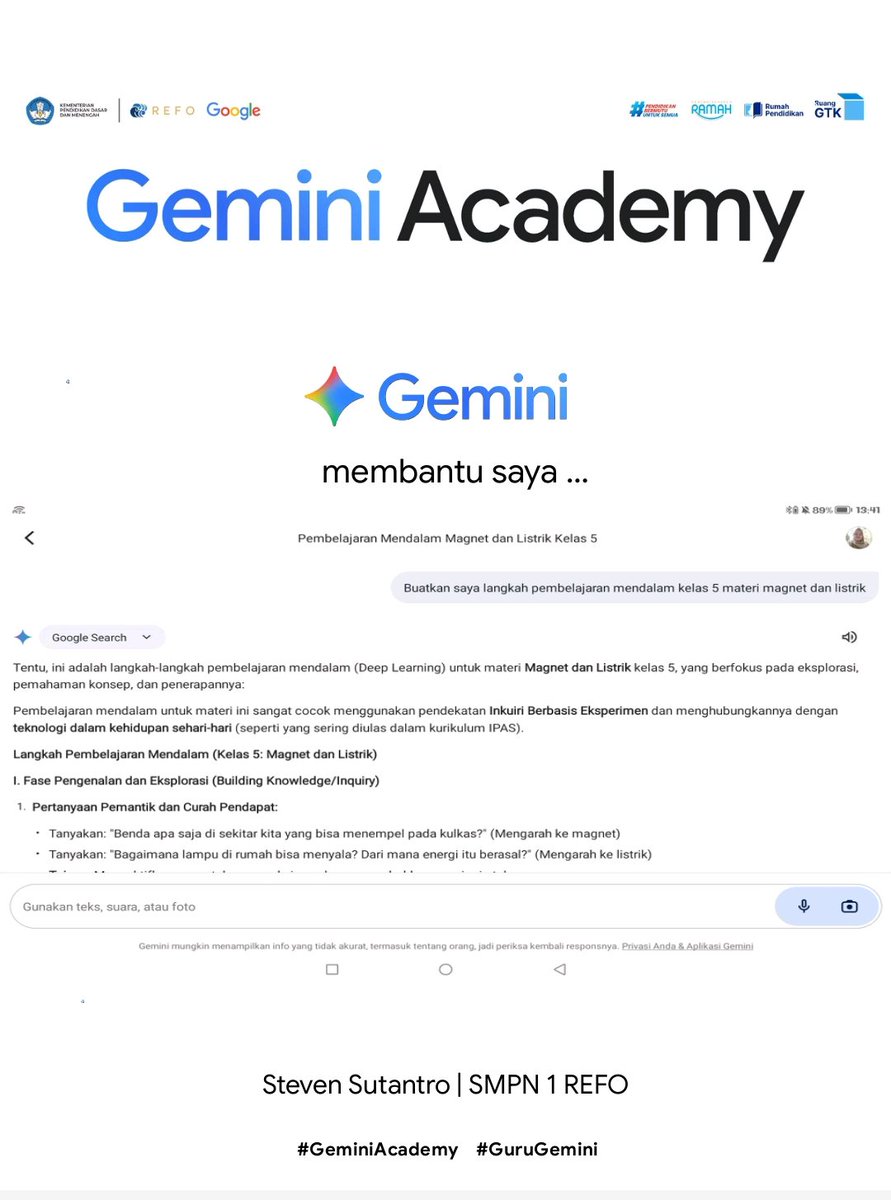 Gemini bermanfaat banget dalam merancang pembelajaran mendalam #GeminiAcademy #GuruGemini