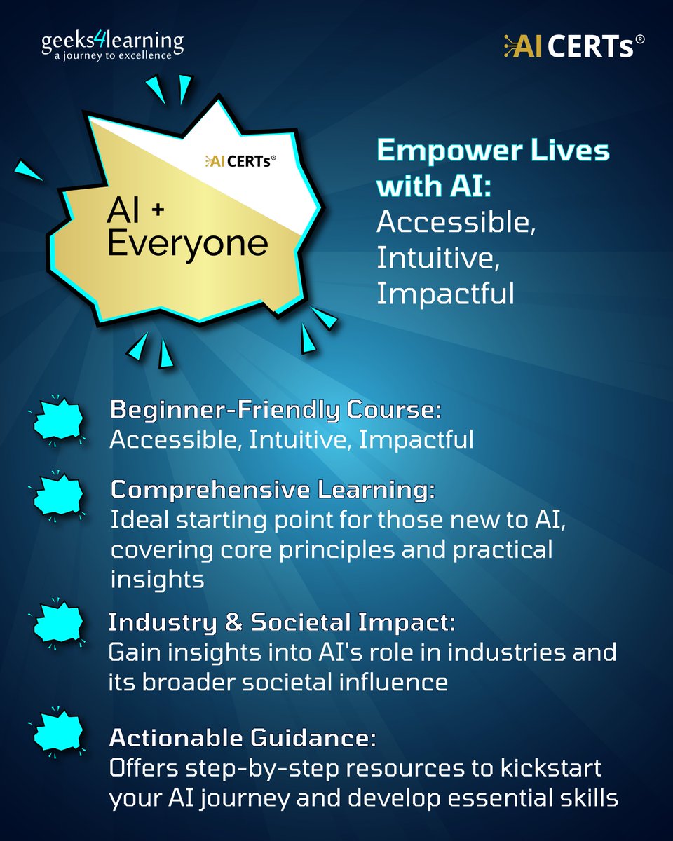 geeks4learning's tweet image. Unlock the Future with Role-Based AI Training & Certifications! 🤖✨
Contact us at sales@geeks4learning.com or visit the link below to begin your AI certification journey and take the first step toward shaping the future with AI.
Learn more: geeks4learning.com/ai-certificati…
#AITraining