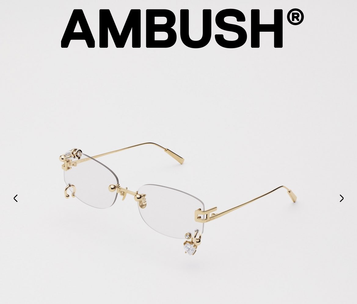 CL wearing <PIERCED> eyewear from AMBUSH