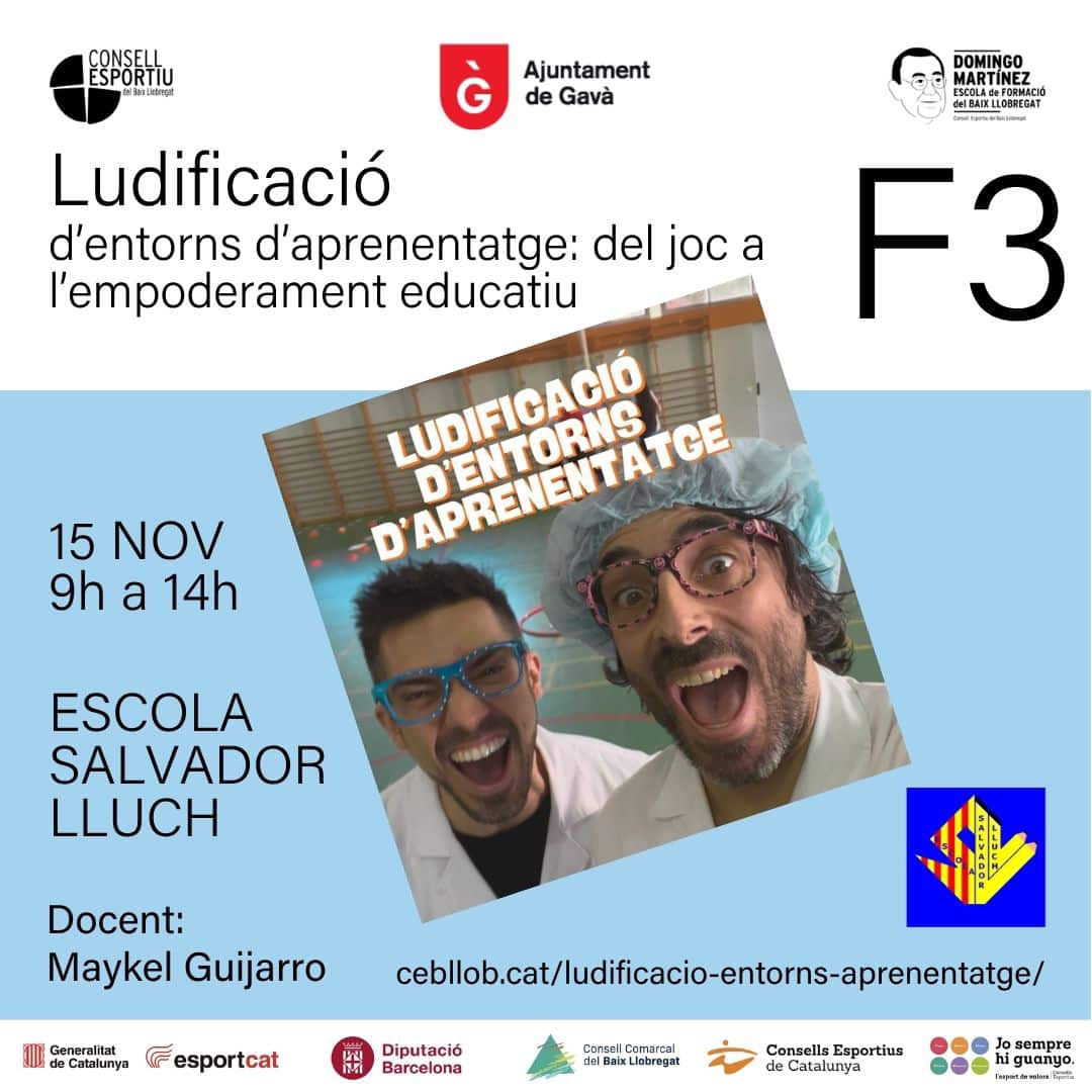 🔵 Formació - Professorat #edufis
Vols eines per transformar l'aula en un espai d’aprenentatge motivador, competencial i emocionalment significatiu?
ℹ️ cebllob.cat/ludificacio-en…
🗓 15/11/25 (9h-14h)
📍Escola Salvador Lluch (Gavà)
🎓 Maykel Guijarro Sánchez
#formemenesportsambvalors