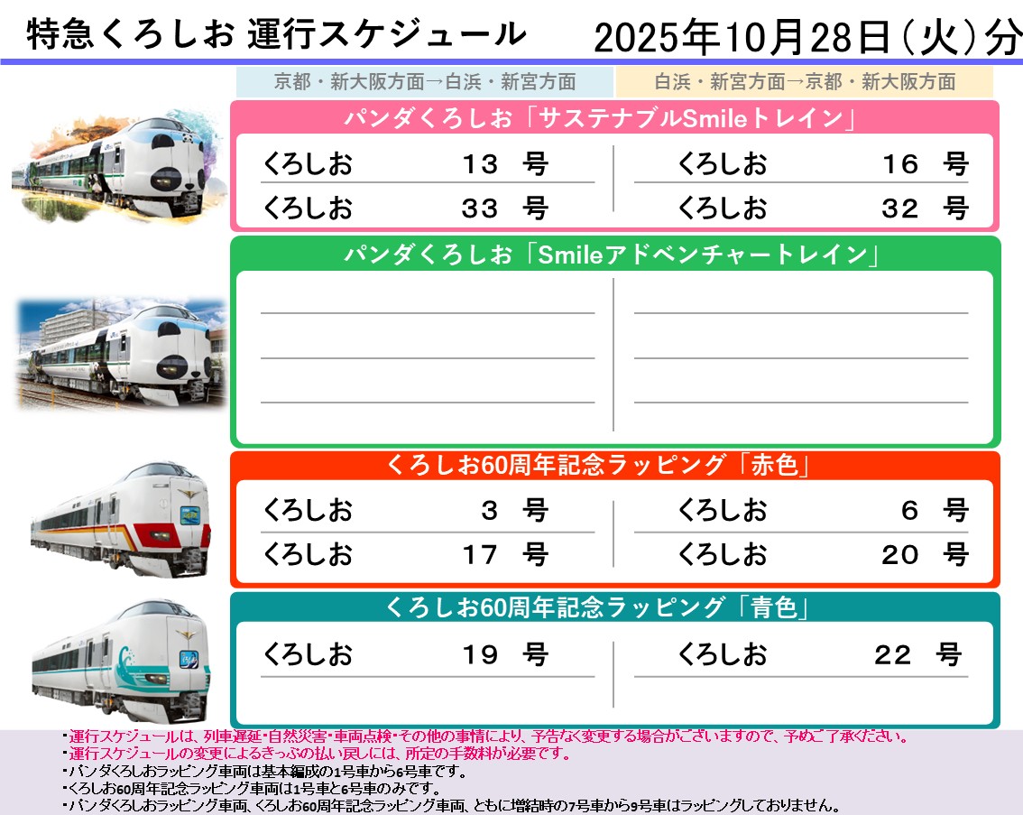 パンダくろしおスケジュール