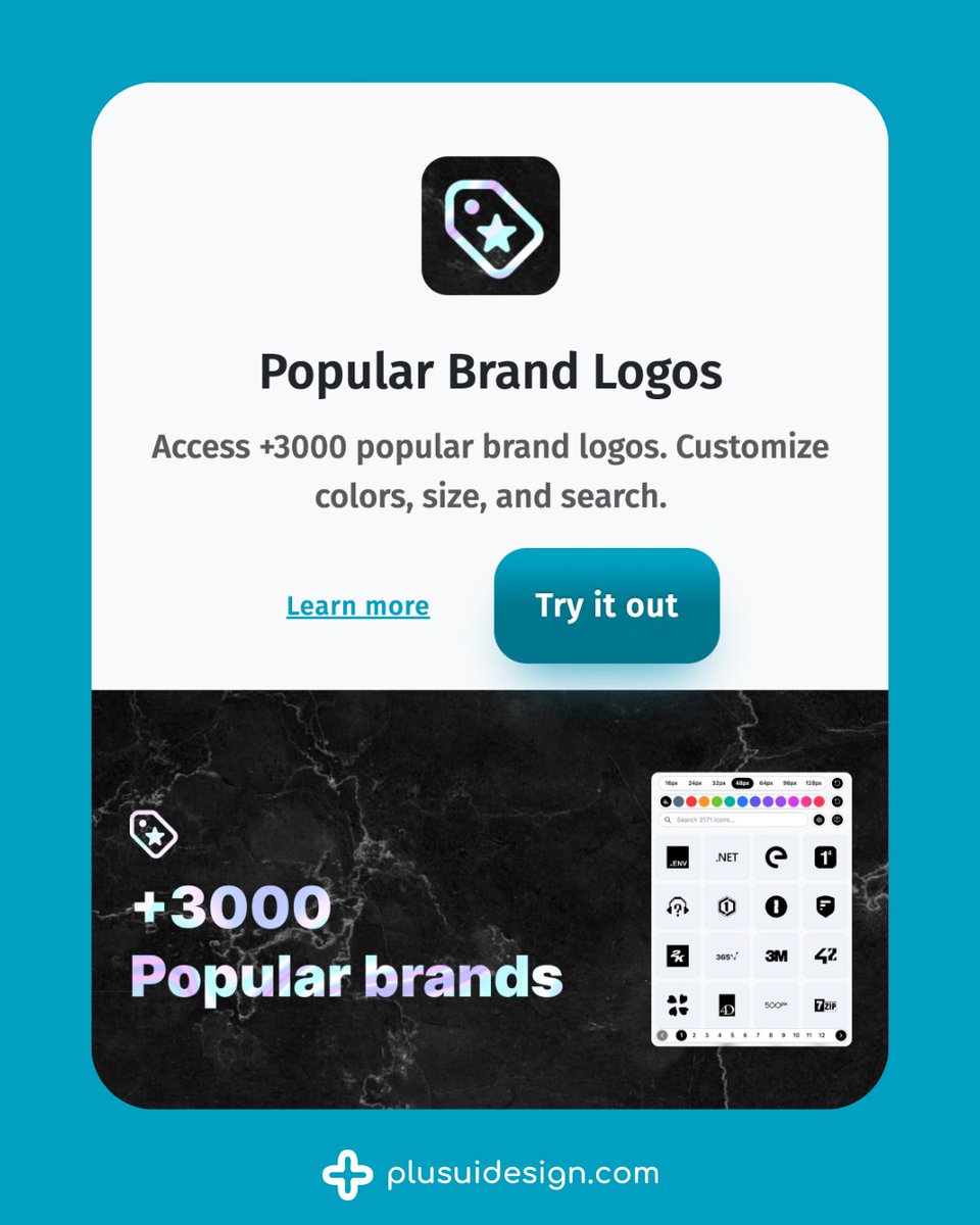 🚀 3,200+ vector brand logos in Figma — resize, recolor &amp; grab HEX codes instantly.
👉 zurl.co/Jkt22

#FigmaPlugin #UIDesign #BrandDesign