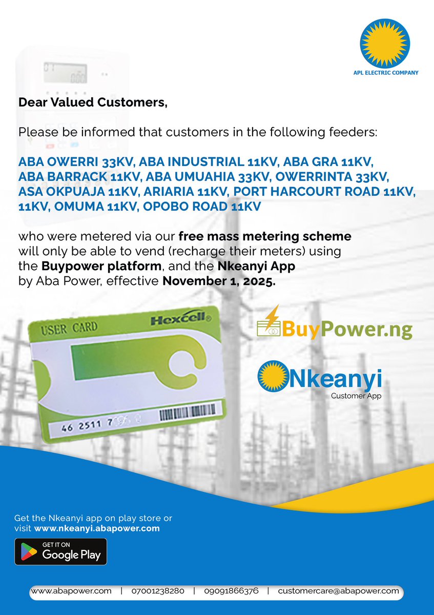 Public Notice; Ring fencing of Meters to BuyPower and Nkeanyi Platform