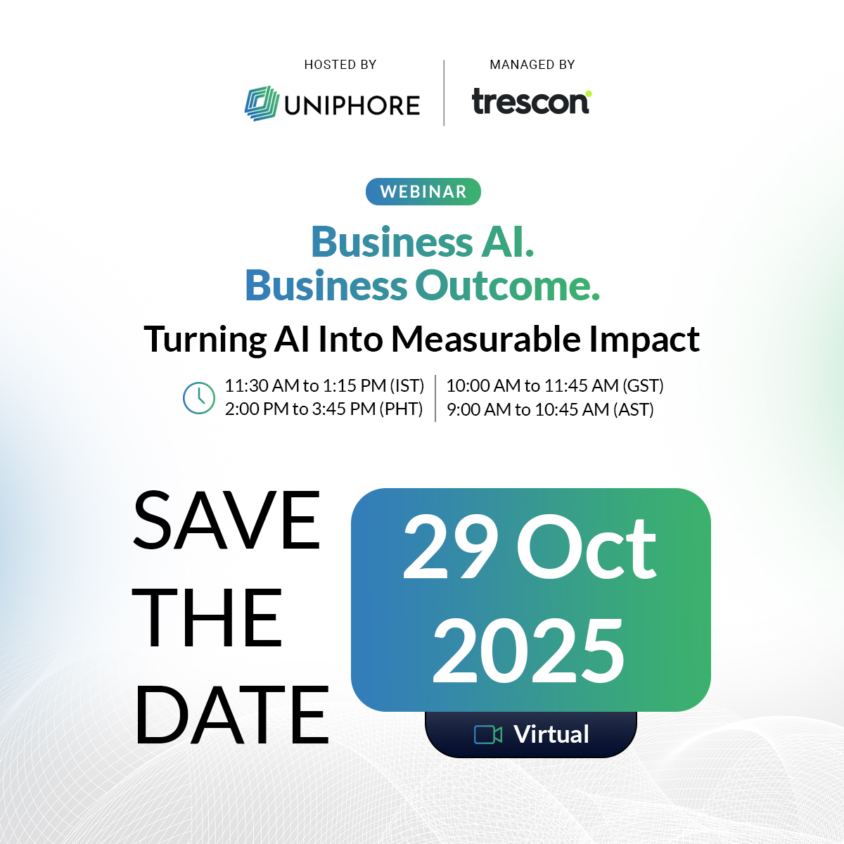 TresconEVENTS's tweet image. Ready to move beyond AI pilots and drive real business impact?

Join Uniphore’s virtual session “Business AI. Business Outcome.” to explore how APAC leaders are transforming CX, marketing &amp;amp; growth with Business AI.

29 Oct 2025 | Virtual

#Uniphore #BusinessAI