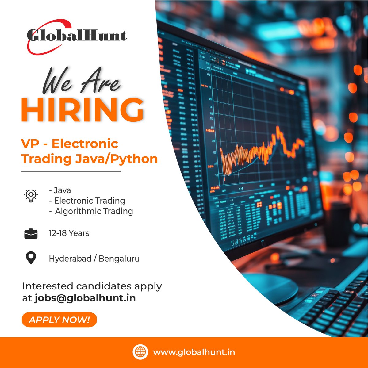 GlobalHuntIndia's tweet image. GlobalHunt for its leading client is looking for VP - Electronic Trading Java/Python who will design, develop, and optimize low-latency, high-throughput Java applications used for electronic trading. 
Candidates apply at globalhunt.in/job-details.ht… 
#tradingjava #python