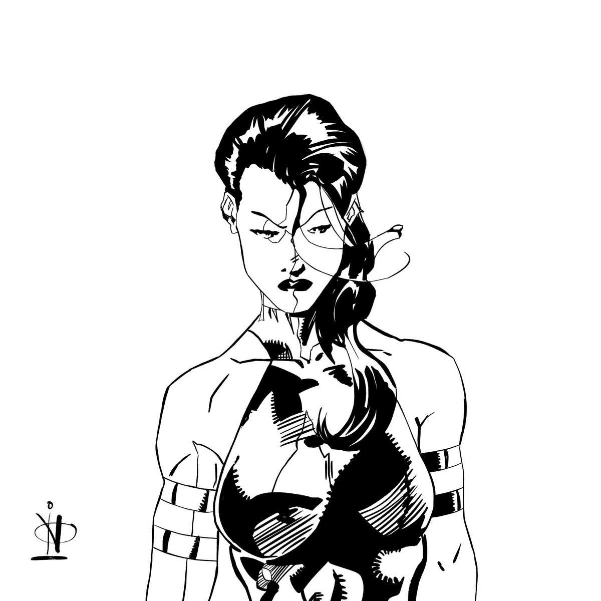 Psylocke ink I did today, another Jim Lee study, I mean what can I say about his art that hasn’t already been said and more. #Inktober #Inktober2025 #jimlee #xmen #Marvel