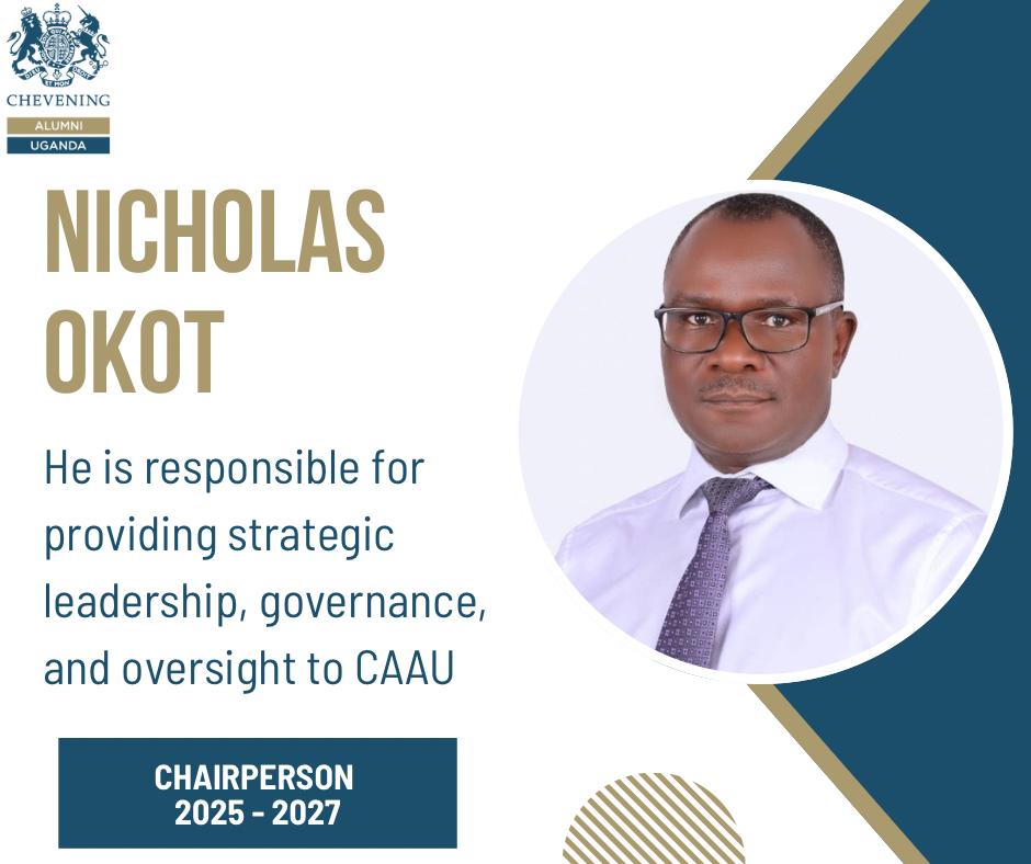 CheveningUganda's tweet image. We are thrilled to introduce Nicholas Okot as our new Chairperson. 

He will provide strategic leadership and direction to the association, ensuring that our activities align with our mission and objectives. 

Congratulations, Mr Okot. We are excited to have you at the helm.