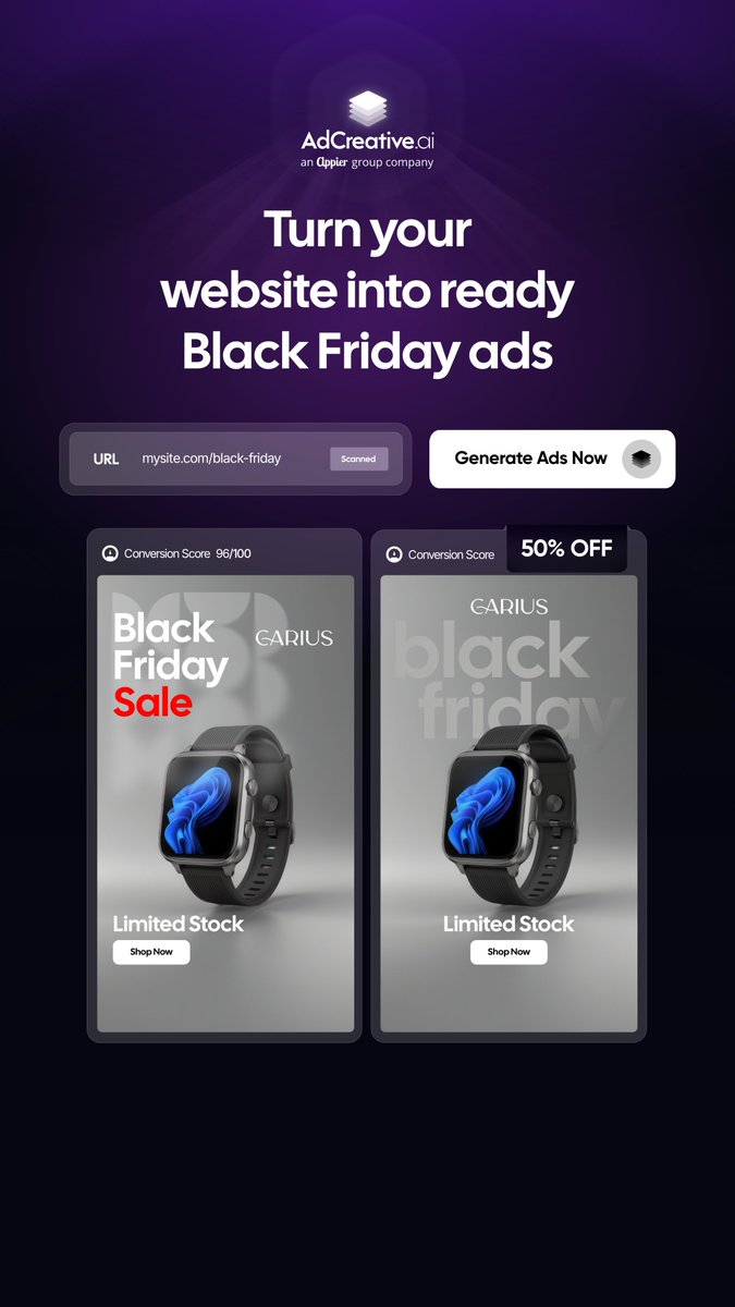 EnsembleMsb's tweet image. 1/ Your visuals tell your brand story.
2/ Your conversions tell your truth.
3/ Adcreative.ai makes sure both align.
💡 50% OFF Black Friday plans — don’t sleep on this.
👉 free-trial.adcreative.ai/t3yyrzx09g4j
#DigitalAds #ROAS