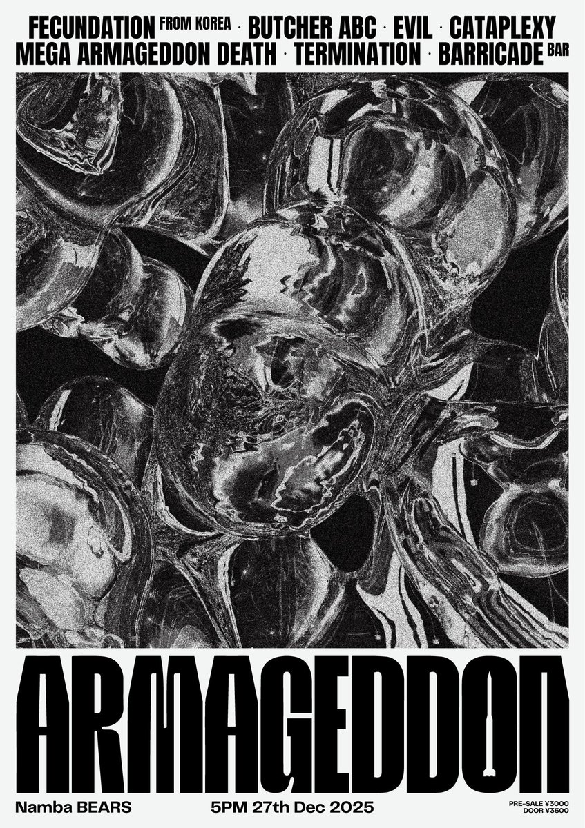 FECUNDATION + BUTCHER ABC Tour

Dec 2025
27th at Bears, Osaka
28th at Speak EZ, Shizuoka
29th at Merry Go Round, Tokyo

More info coming...
