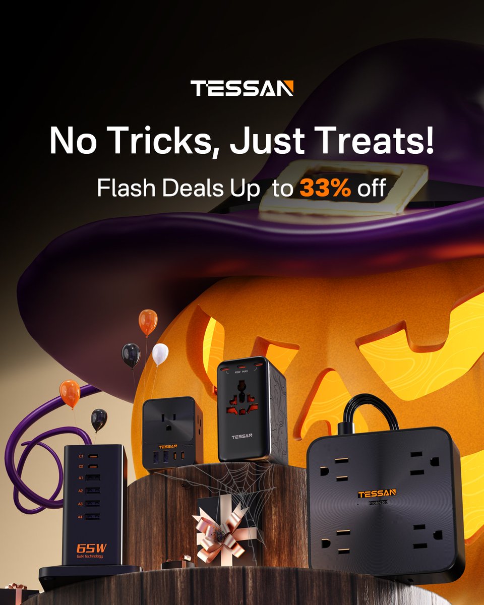 🎃 No tricks, just treats!

This Halloween, TESSAN brings you sweet savings — flash deals up to 33% OFF! ⚡️

Get your travel and home power essentials ready for your next adventure (or spooky movie night 👻).

🕸️ Shop now at tessan.com

#TESSAN #HalloweenSale #deals