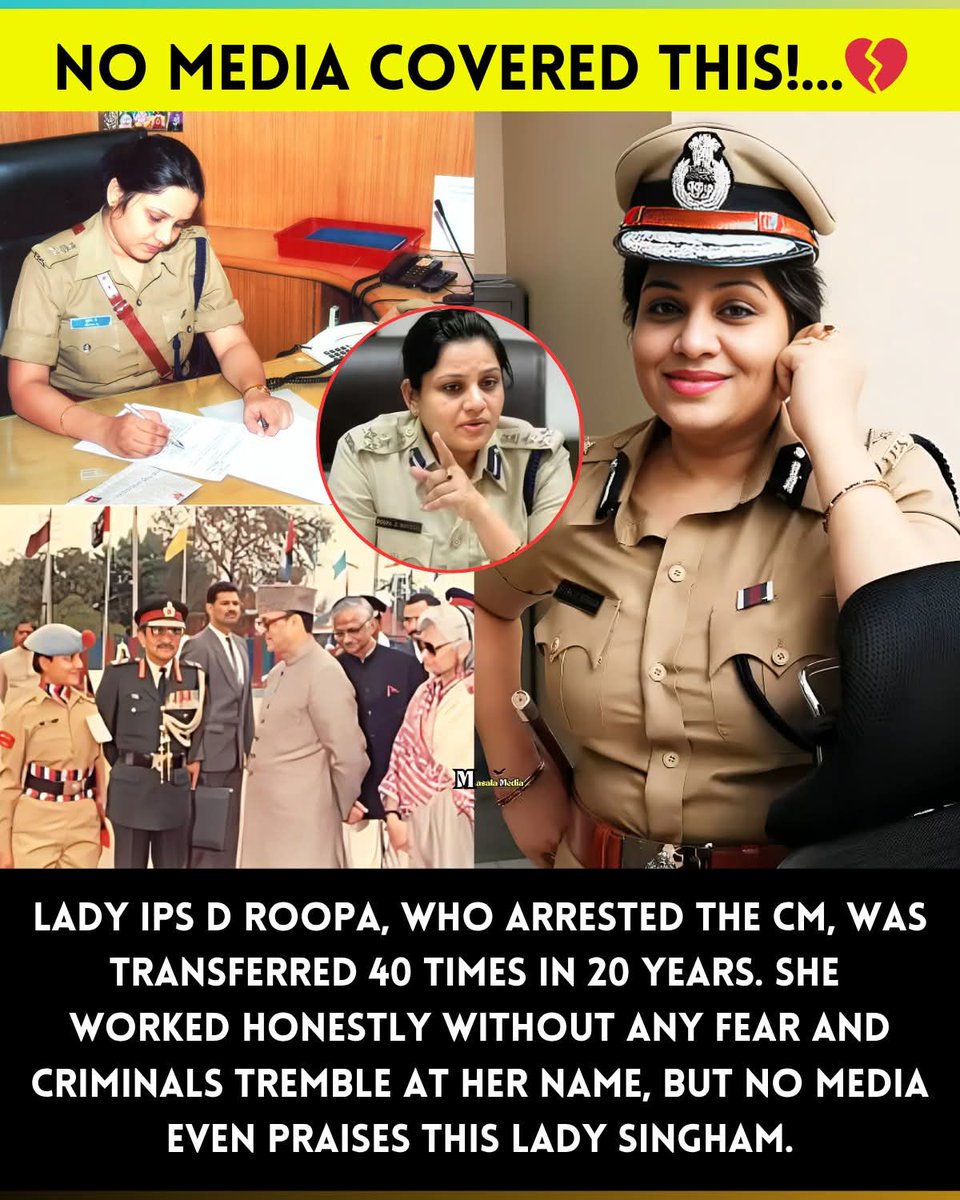 vasudevakudumba's tweet photo. 🔥👮♀️ 20 வருடத்தில் 40 இடங்கள் மாற்றம். இருந்தாலும் நேர்மை தவறாத பெண் சிங்கம் -
D Roopa! 💪⚖️**
#DRoopa #LadySingham #FearlessOfficer #Inspiration #IndianPolice #RealHero #CourageInKhaki #TrueLeadership #PrideOfIndia https://t.co/6uXeWrzIKa