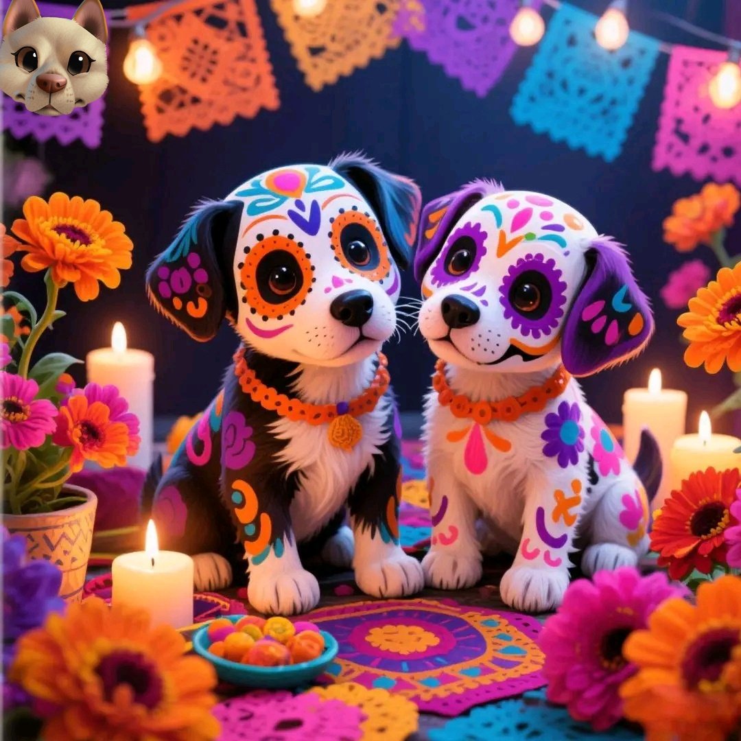 Tiofelino's tweet photo. Cada año, el 27 de octubre, muchos colocan un altar para sus amigos de cuatro patas; en él, su comida favorita, su juguete, el plato que más le gustaba y una foto, para darles la bienvenida a este mundo por un instante. #YaVienen #DiaDeMuertos 🐱❤️🐶 https://t.co/Le4ncfUA9N