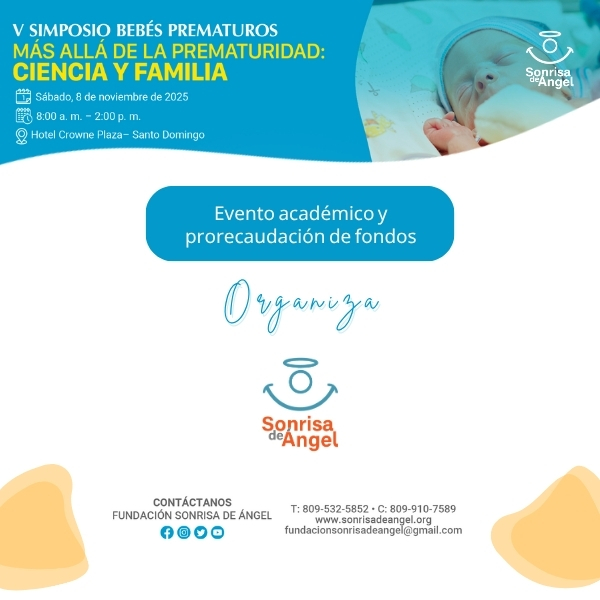 V Simposio Bebés Prematuros. 8 Nov 2025, Hotel Crowne Plaza. Avalan 6 sociedades médicas y gremios y 4 prestigiosas universidades del país.
¡Inscríbase ahora! aquí: sonrisadeangel.org
 #FundaciónSonrisaDeÁngel #PrematuridadRD #SaludMaternaNeonatal #SaludMaternoInfantil