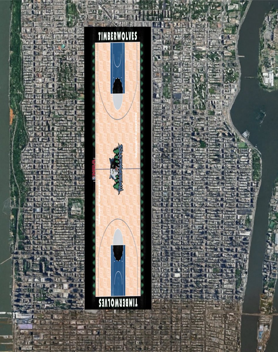 maplewedgie's tweet photo. hot take: central park should be paved over and turned into a Timberwolves throwback court https://t.co/bOr6YdXCAs