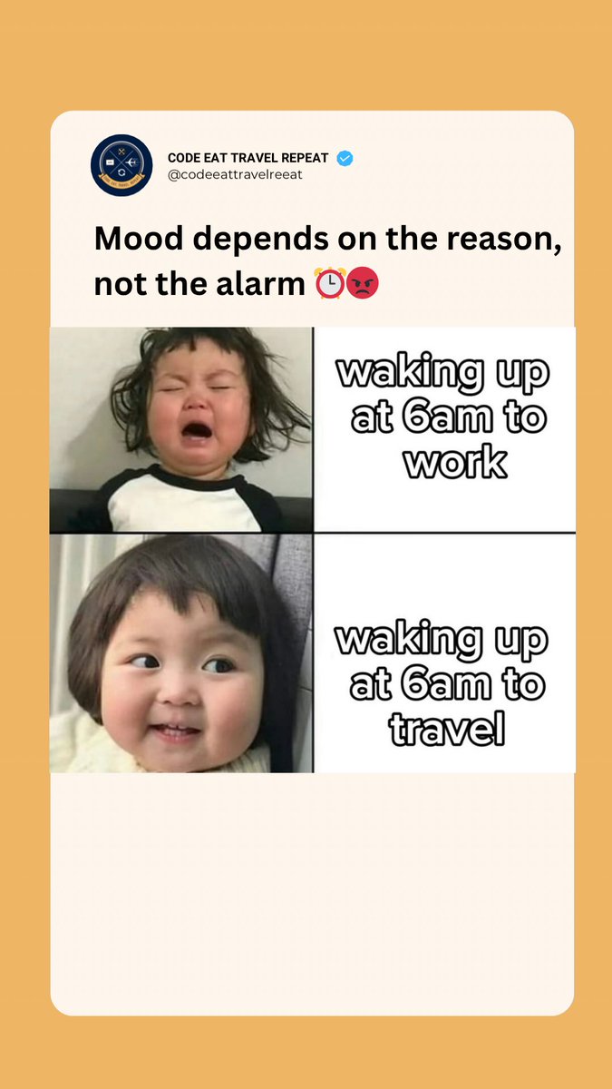 CodeEatTravelPB's tweet image. It’s not about the time, it’s about the motivation 😂 #WorkLifeBalance #RelatableMemes #MondayMood #TravelVibes #CodeEatTravelRepeat