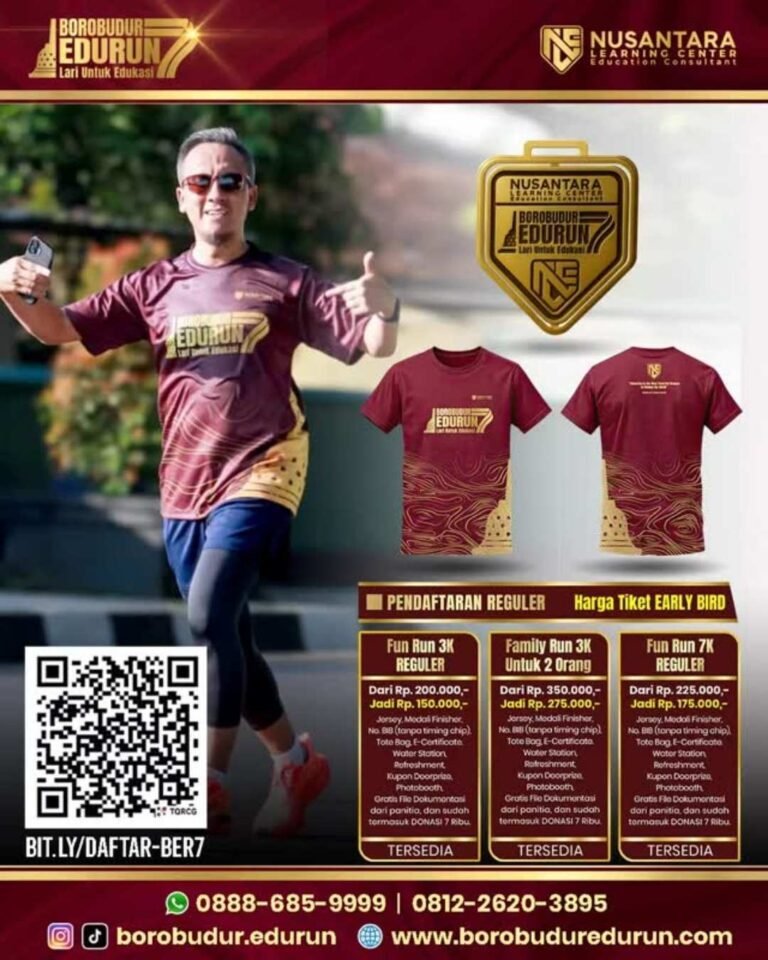 👟Borobudur Edurun
🗓️Minggu, 18 Januari 2026
🏃‍♂️3K dan 7K
🏠Gerbang Gajah, Balkondes Kembang Limus, Borobudur, Kab. Magelang, Jawa Tengah

#JadwalLari #KalenderLari #InfoLari #EventLariMagelang #BorobudurEdurun