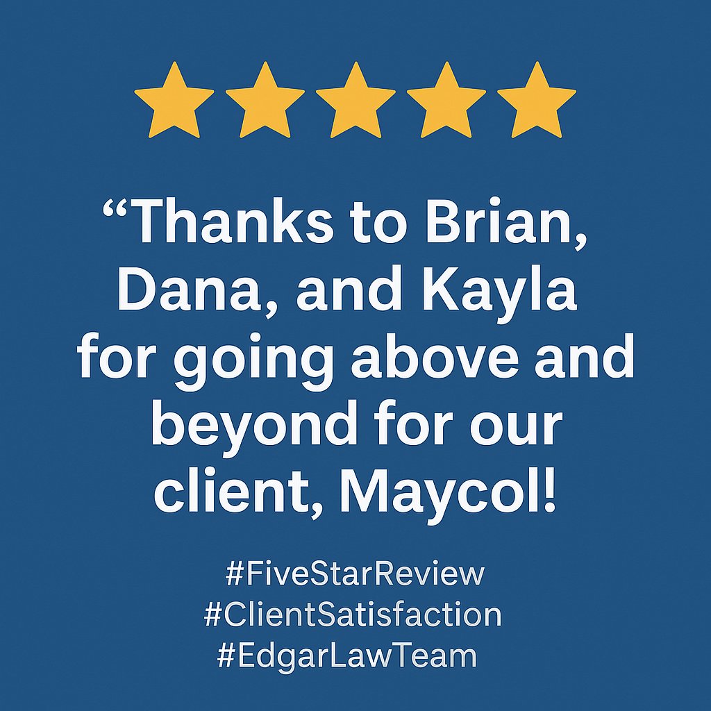 EdgarFamilyLaw's tweet image. "Thanks to them, I got the results I was looking for."
Shoutout to Brian, Dana, and Kayla for going above and beyond for our client Maycol!
#FiveStarReview #ClientSatisfaction #EdgarLawTeam