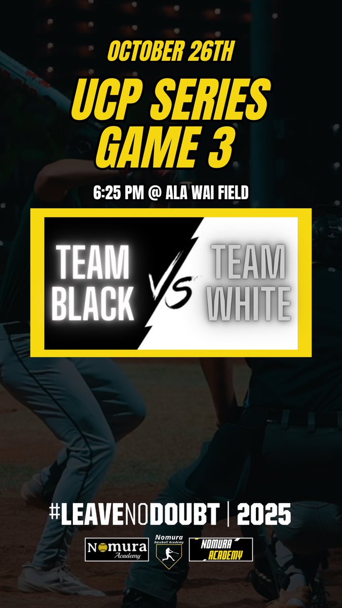 NomuraAcademy's tweet photo. WINNER TAKE ALL 🏆⚾️
The boys square off with the series tied 1-1 in the Underclass Prospect Series!
#UCPSeries | @SNBonOAHU https://t.co/oYVkpVbbgM