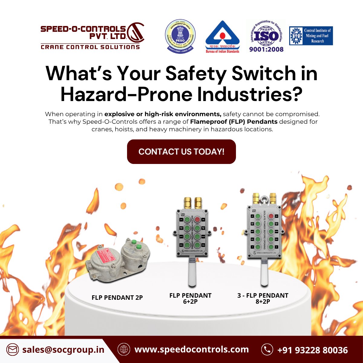 SpeedOControls's tweet image. One spark can cost everything. 🔥
Choose Speed-O-Controls FLP Pendants — certified, rugged &amp;amp; reliable control for cranes in explosive environments.
#Flameproof #ExplosionProof #SafetyMatters #SpeedOControls