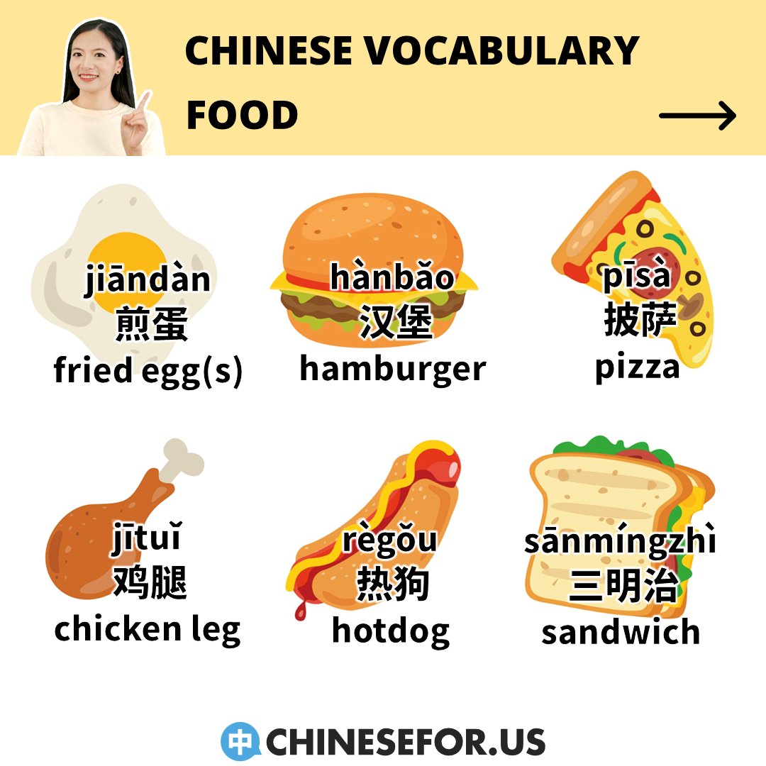 chinese4us's tweet image. 🍔🌮🥗🍱🥟Out of these foods in Chinese...

💬Nǐ zuì xǐhuan hé zuì bù xǐhuan de shíwù shì shénme?
你最喜欢和最不喜欢的食物是什么？
What&apos;s your favorite and least favorite food?

#learnchinese #learnmandarin #chineselanguage #chinese #foodinchinese