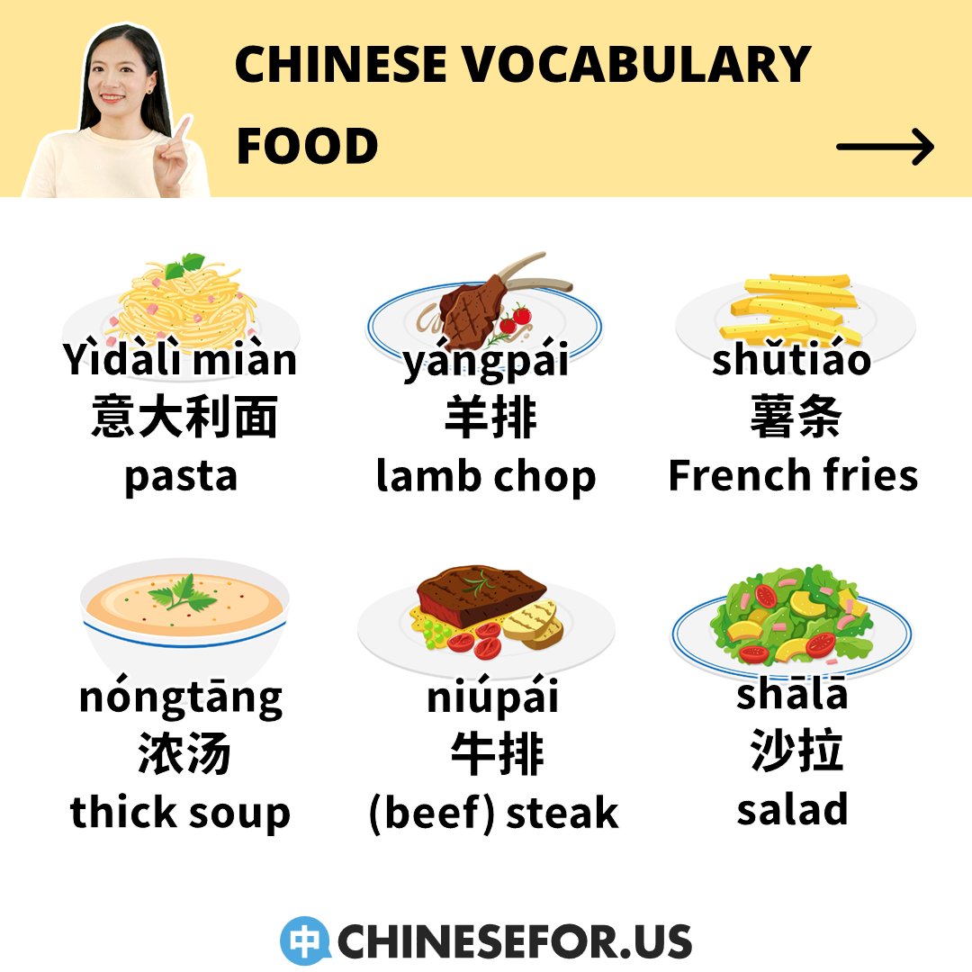 chinese4us's tweet image. 🍔🌮🥗🍱🥟Out of these foods in Chinese...

💬Nǐ zuì xǐhuan hé zuì bù xǐhuan de shíwù shì shénme?
你最喜欢和最不喜欢的食物是什么？
What&apos;s your favorite and least favorite food?

#learnchinese #learnmandarin #chineselanguage #chinese #foodinchinese