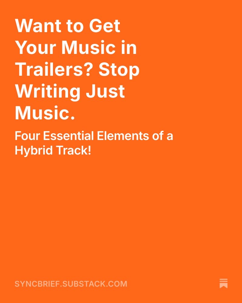 playbuttonio's tweet image. Want to Get Your Music in Trailers? Stop Writing Just Music.

open.substack.com/pub/syncbrief/…