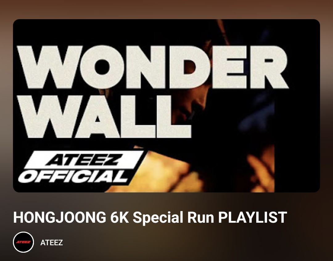 [ 🎬 Youtube Playlist ] HONGJOONG 6K Special Run PLAYLIST

▶️ youtube.com/playlist?list=…

#ATEEZ #에이티즈 #홍중
#WorldVision #GLOBAL6K #RUN_WITH_HONGJOONG <a href="/ATEEZofficial/">ATEEZ(에이티즈)</a>