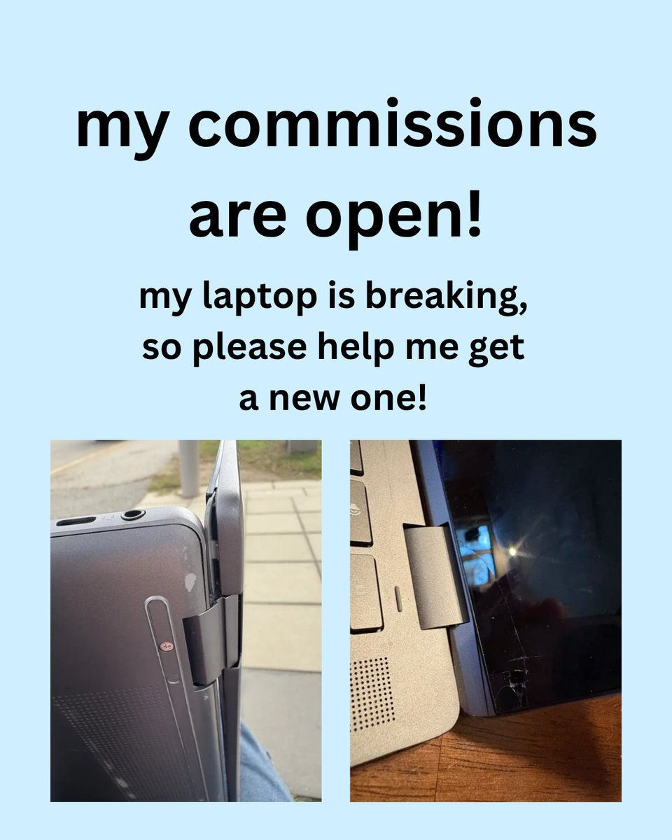 dying_cqrrot's tweet image. my laptop is breaking and i can&apos;t afford a new one right now :&apos;D

please read and repost, it would help me a ton.

[1/5]

#commissions #commissionsopen #digitalart #digitalartist