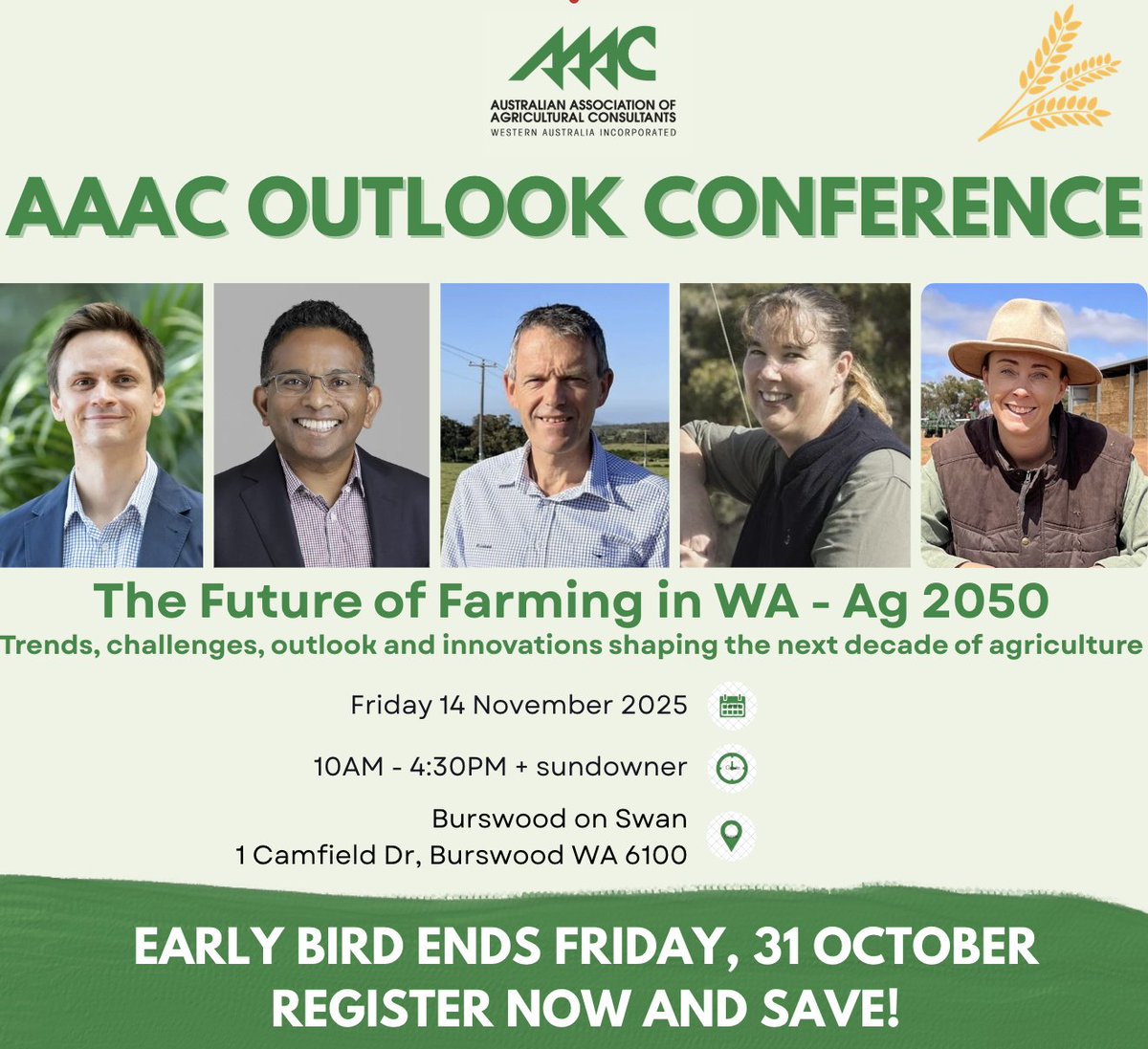 Early Bird for Outlook 2025 closes Fri, 31 Oct!
Secure your discounted rate and join the key event for the agriculture industry.
👉 Register now: trybooking.com/DATYE