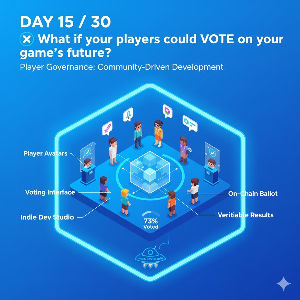 dakturak_kurt's tweet photo. What if your players could VOTE on your game's future?
Welcome to Week 3!
Today: #DAOs for #PlayerGovernance.
A DAO in #Web3Gaming lets players (often token/NFT holders) vote on crucial game decisions like new feature prioritization, balance changes, or event themes. This isn't just feedback; it's a verifiable, on-chain mechanism for community-driven development.
#IndieDev #GameDesign