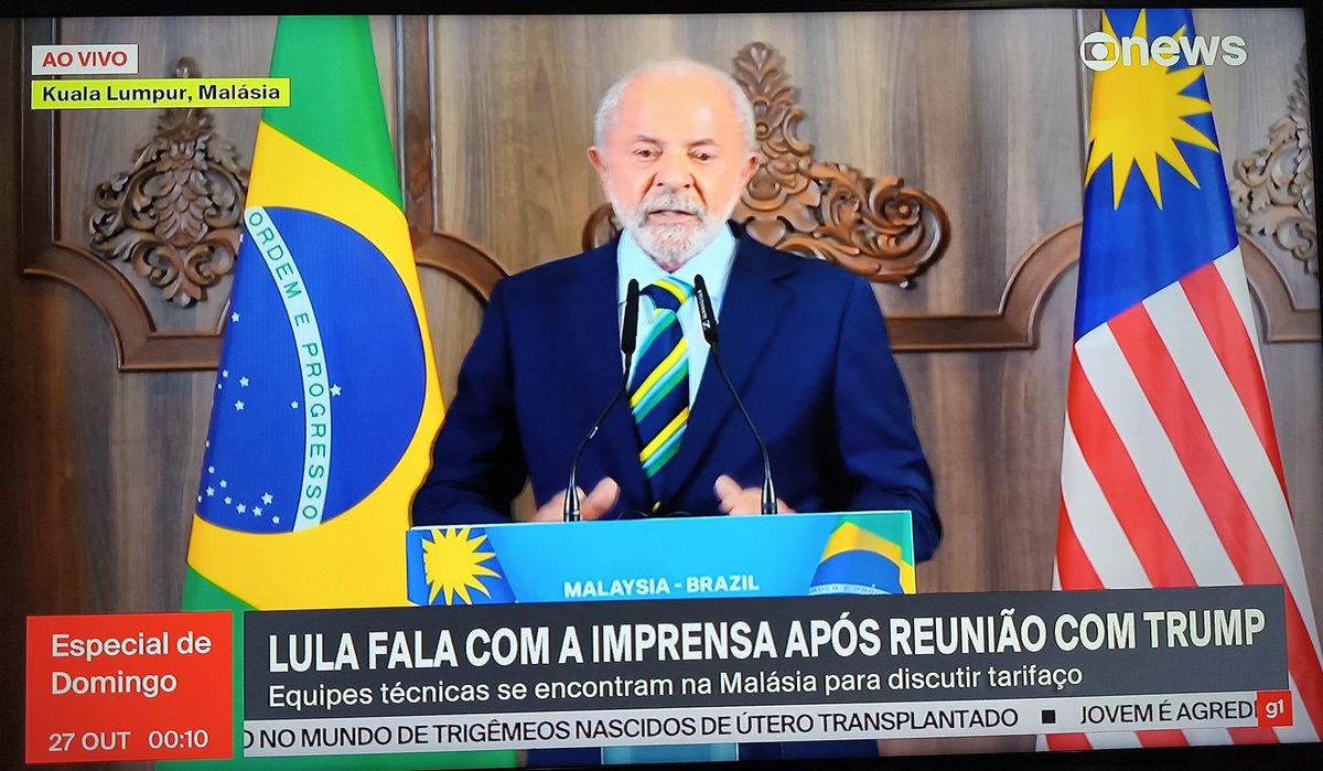 Jornalista: Trump fez alguma promessa? 

Lula: Faz promessa pra santo, não pra mim. Pra mim, ele precisa fazer compromisso. E Trump garantiu que teremos um acordo. E será mais rápido do que as pessoas pensam", Lula na Malásia. 
#Lula2026 #LulaPovoNoPoder