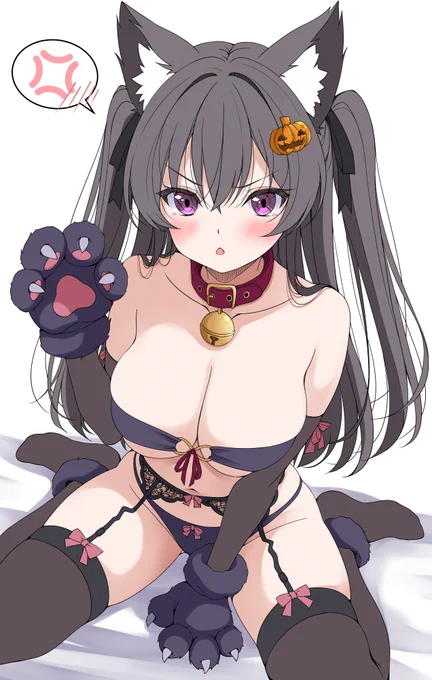 「お菓子くれなきゃ…噛む…ッ///」 お菓子をあげないだけでご褒美をくれる ハロウィン狼なちょろ地雷ちゃん。 #ちょろガールズ #ChoroGirls #HalloweenArt