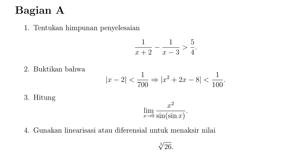AleamsBarra's tweet image. Mockup UTS Matematika 1A ITB
Ini mungkin levelnya lebih susah dari UTS aslinya. Untuk tahun ini formatnya 9 soal essay pendek dan 2 soal essay panjang.