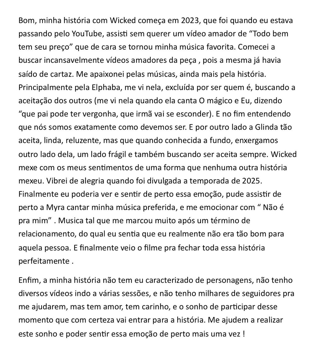 LohanLourenco's tweet photo. Eu ñ consigo traduzir em palavras meu sentimento, mas acho q consegui fazer um resumo da minha história, mesmo sem ter muitas fotos, vídeos e seguidores. Apenas amor, carinho por essa história que me marcou tanto.
#EuNaPremiereDeWicked
@tvglobo @wickedmusicalbr  @UniversalPicsBr https://t.co/Uwqw6AtIKM