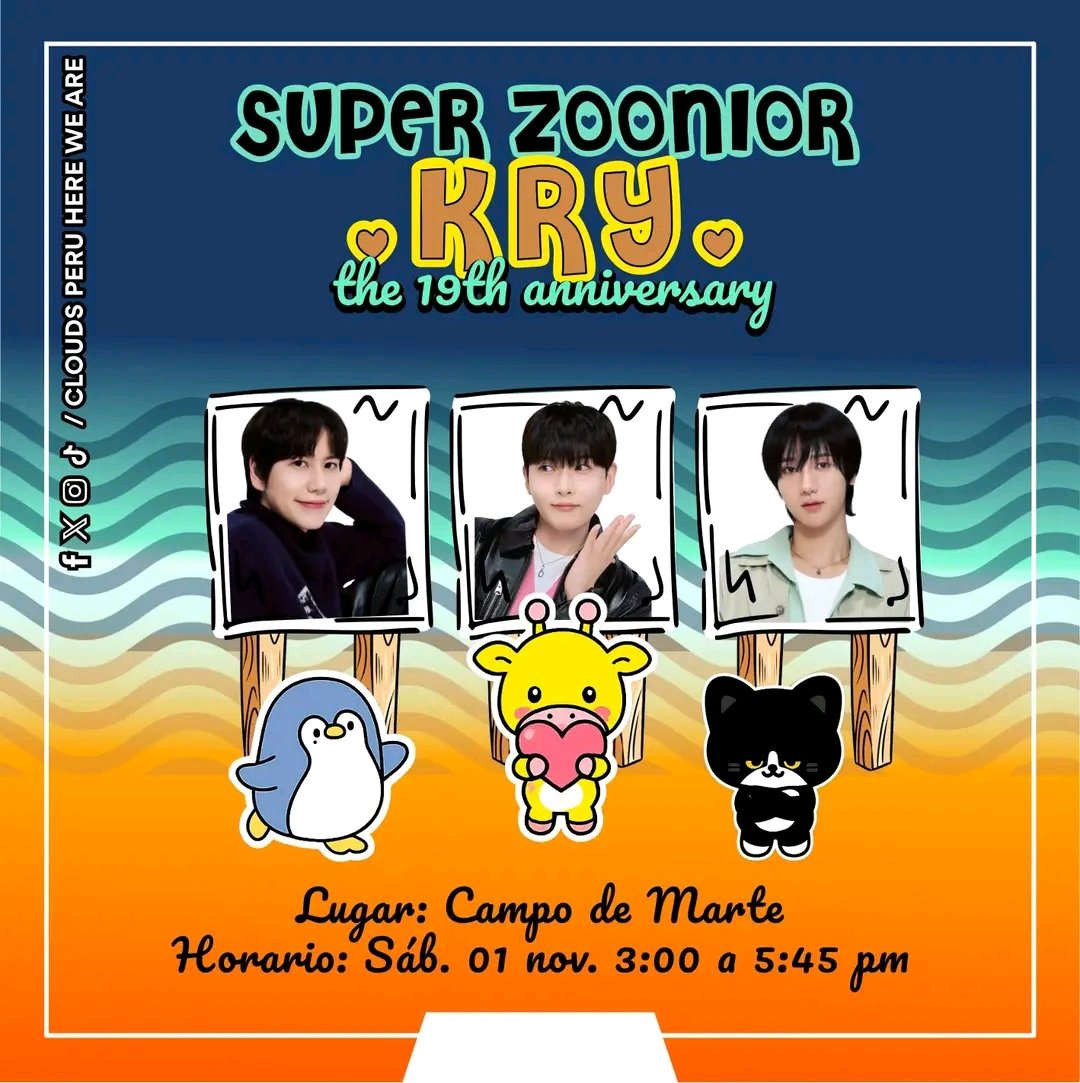 ¡Hola E.L.F.!
Los y las esperamos este sábado 01 de noviembre en Campo de Marte para celebrar el 19° aniversario del debut de #SuperJuniorKRY
Toda la información aqui ⬇️⬇️ forms.gle/doePnpFig9HSjP…
¡Este evento es gratuito! 

#SUPERJUNIOR
#kyuhyun #Ryeowook #Yesung 

Atte. el Staff