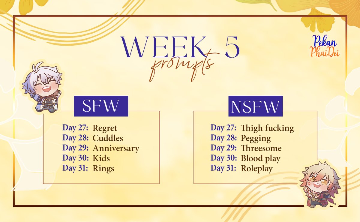 ⠄･ ⋆ ･ ⠂⋆ ⠄☀️Prompt Day 27-31🍷>⠄･ ⋆ ･⠄⠂⋆   

#PhaiDeitober2025 #phaidei