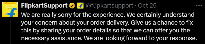 mr_sarkar321's tweet photo. @flipkartsupport @Flipkart @jagograhakjago @CPAIndia Service is worst! My order was supposed to be delivered on 24th, but still showing “unexpected issue.” When will it be resolved? I need my items delivered today or a full refund with compensation. Very disappointing experience! https://t.co/kPUXYjMJtP