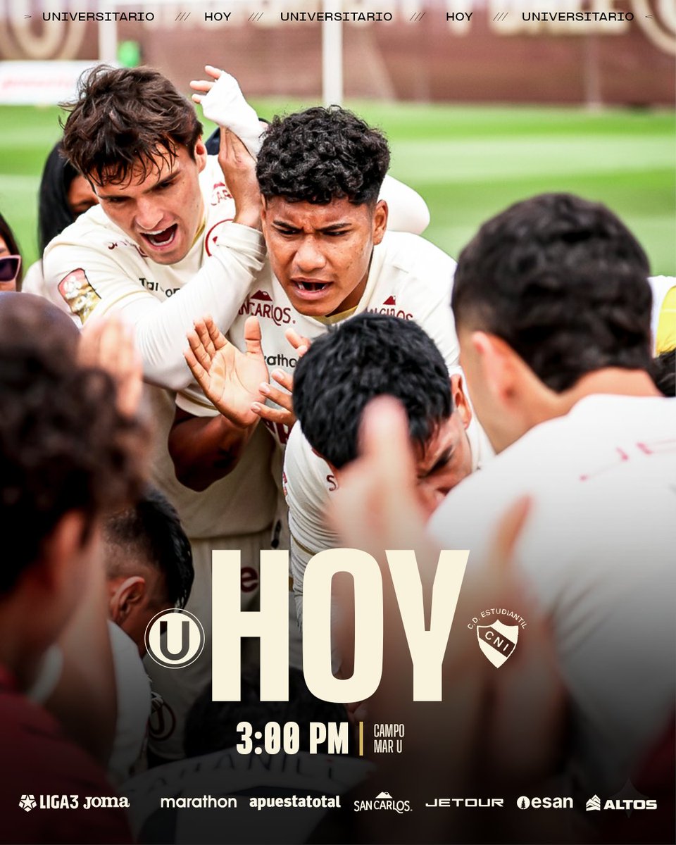 MenoresU's tweet image. 𝗛𝗢𝗬 𝗝𝗨𝗘𝗚𝗔 𝗟𝗔 Ⓤ 💪

⚽️ 𝘜𝘯𝘪𝘷𝘦𝘳𝘴𝘪𝘵𝘢𝘳𝘪𝘰 𝘉 𝘷𝘴. 𝘌𝘴𝘵𝘶𝘥𝘪𝘢𝘯𝘵𝘪𝘭 𝘊𝘕𝘐

🏆 𝘓𝘪𝘨𝘢 3 - 𝘚𝘦𝘮𝘪𝘧𝘪𝘯𝘢𝘭 - 𝘝𝘶𝘦𝘭𝘵𝘢 

⏰ 03:00 𝘱.𝘮   

🏟️ 𝘊𝘢𝘮𝘱𝘰 𝘔𝘢𝘳 𝘜 

#Liga3 
#CanterasCremas