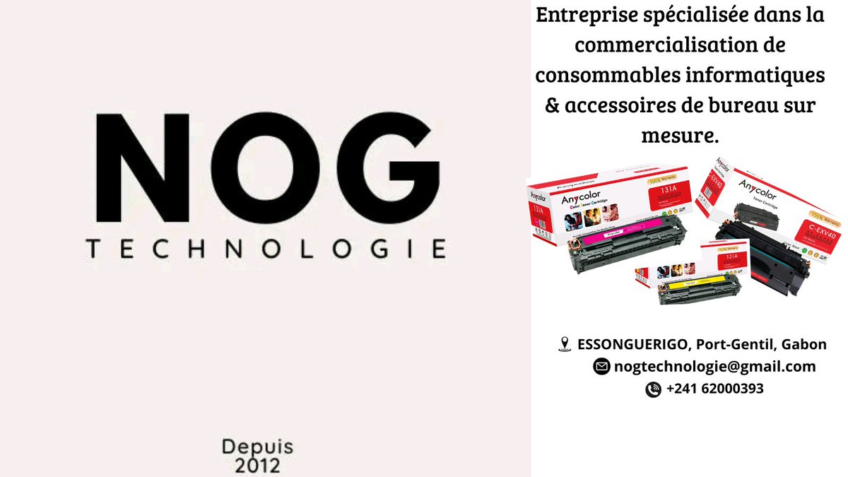 NogTechnologie's tweet photo. Que vous soyez une entreprise, une école ou un particulier, nous vous accompagnons pour que vos impressions ne s’arrêtent jamais.
#ImpressionPro #CartouchesEncre #Libreville #BureauEfficace #EncreExpress https://t.co/BtFzeyS88a
